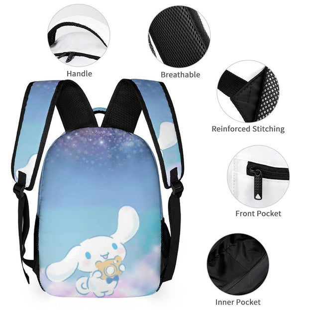 Cinnamoroll Print Children's Backpack Ideal for Preschool and Elementary Boys and Girls Adjustable Straps and Soft Padded Back