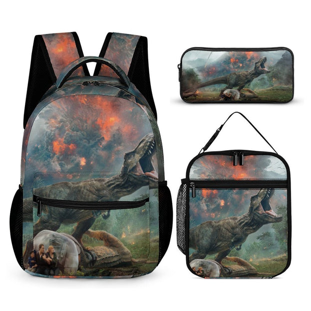 Jurassic World Dinosaur Print Backpack Perfect Anime School Bag for Children