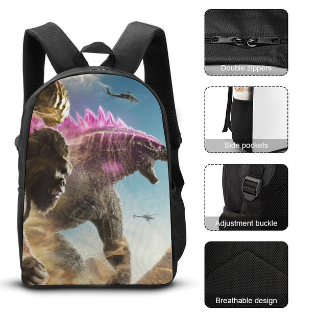 17 Inch Godzilla x Kong The New Empire School Backpack Tough and Trendy for Teen Boys and Girls