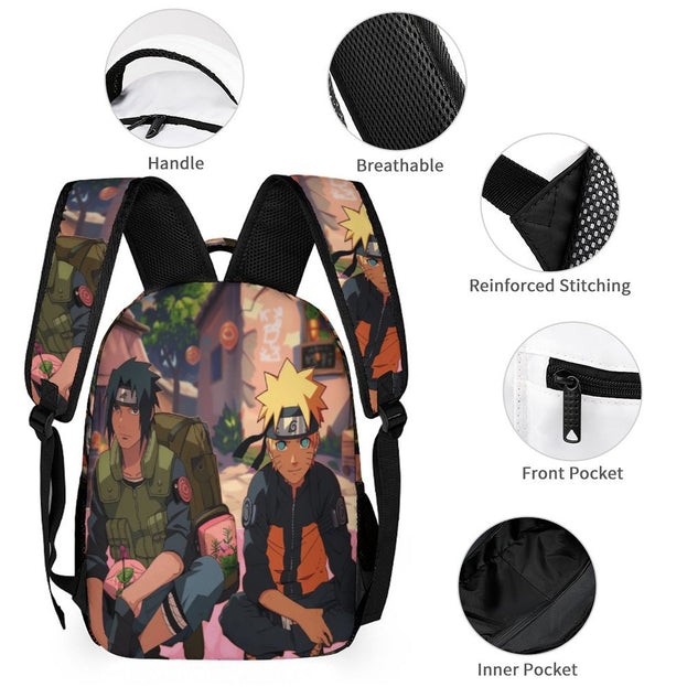 Sasuke Naruto Print Backpack High Quality Anime School Bag for Children Ideal for Middle and Elementary School