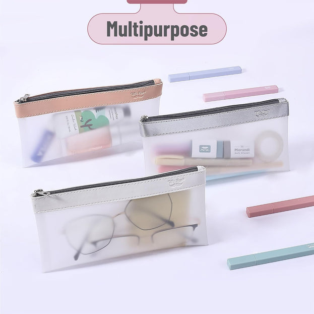 3 Pcs Clear Pencil Pouches Perfect for Kids School Supplies and Makeup