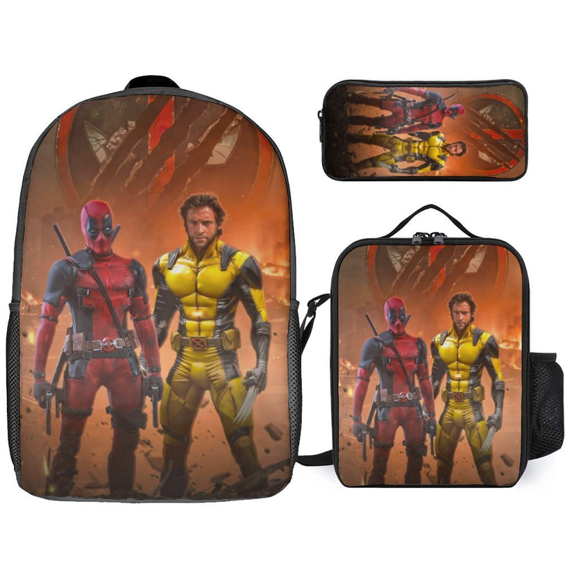 17 Inch Deadpool Wolverine Backpack Ideal for Teen Boys and Girls