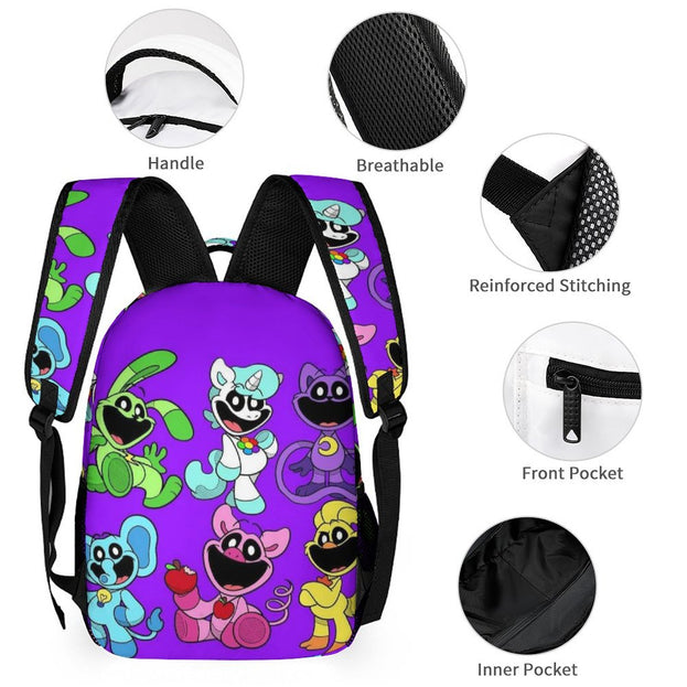 Children's Smiling Animal Backpack Set Cartoon School Bag with Lunch Box and Pencil Case Ideal for School Use