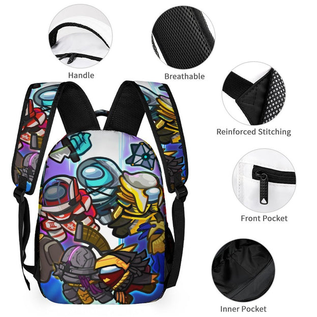 Among Us Themed Backpack Set - High-Quality School Bag with Lunch Box and Pencil Case for Boys and Girls