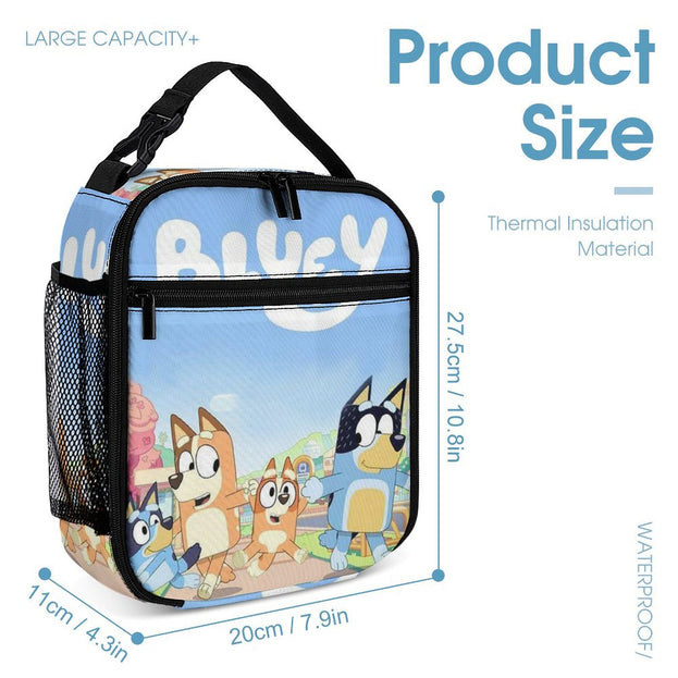 Bluey Themed Double Shoulder Backpack Fun Anime School Bag for Kids