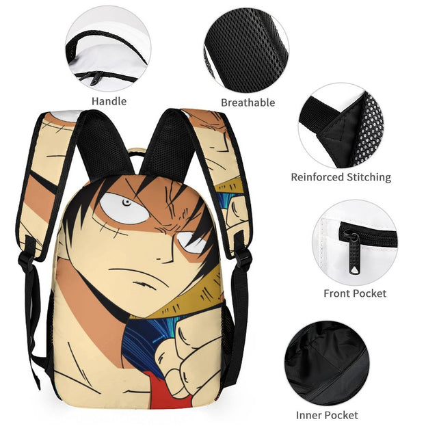 One Piece Luffy Backpack Durable Unisex School Bag for Students Casual Double Shoulder Bag