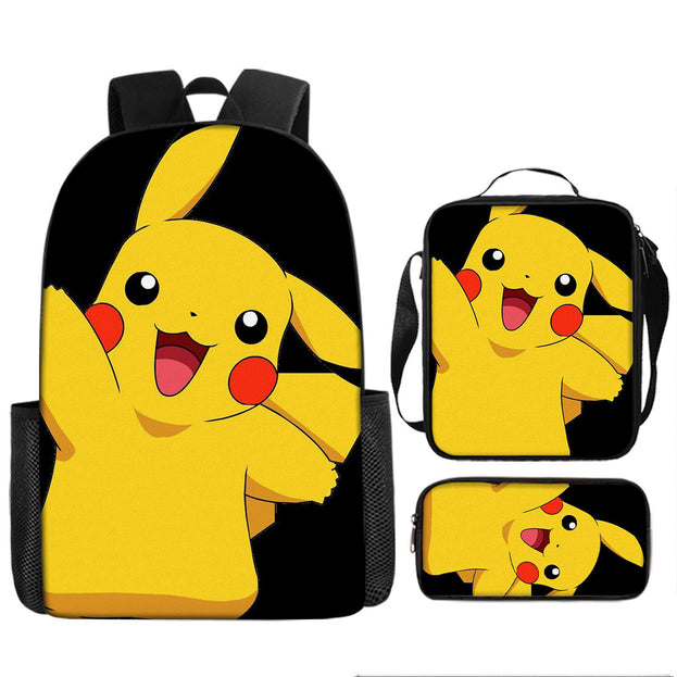 Pokemon Pikachu School Backpack with Pencil Case Large Capacity Cartoon Gaming Bag for Kids