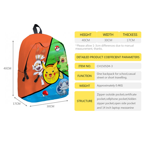 16 Inch Cute Anime Backpack Lightweight Casual Laptop Bag for Kids Teens and Adults Perfect Cartoon Travel Daypack Ideal Gift for Men and Women