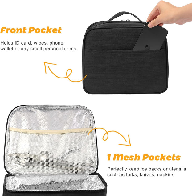 School Lunch Box Insulated Reusable Lunch Bag for Men Women and Adults