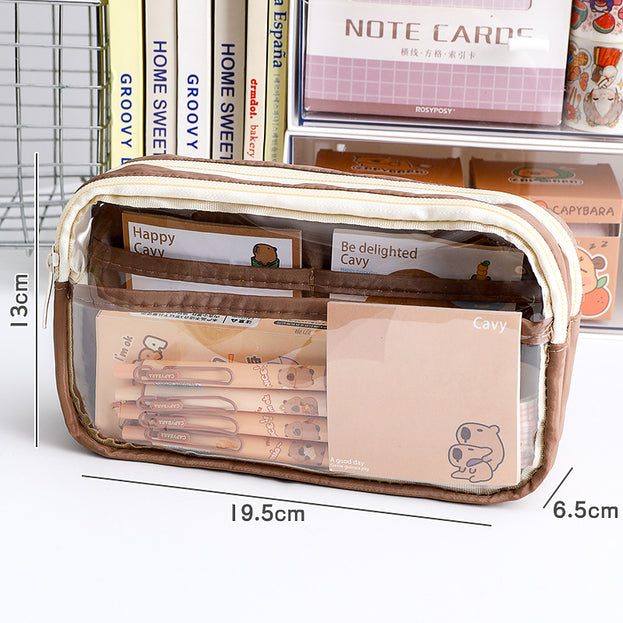 2 Pcs Large Clear Pencil Case Multilayer Pencil Box Aesthetic Big Capacity Pen Holder Organizer for Students