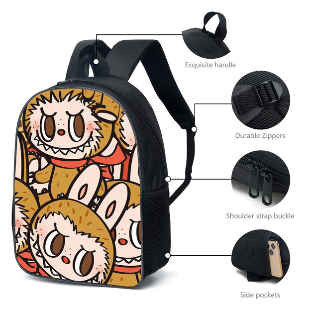 Cute Cartoon 15.3 Inch Lightweight Backpack for Kids Large Capacity School Bag for Boys Girls Casual Travel Laptop Bag