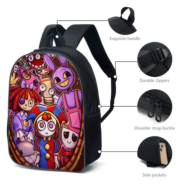 Cute Circus 3 Piece Backpack Set for Kids 16 Inch Backpack Pencil Case and Lunch Bag Cartoon Design for Boys and Girls Ideal for Travel and Everyday Use