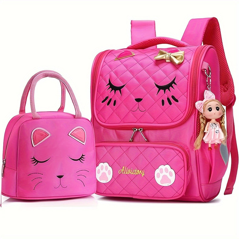 Girls Backpack Set with Lunch Box 15.6 Inch Laptop Backpack Large Book Bag for Elementary and Middle School Students