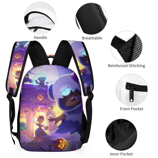 Kids' 16 Inch Brawl Stars Anime Backpack High Quality School Bag for Elementary and Middle School