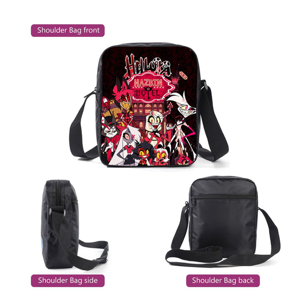 Hazbin Hotel Cartoon 3 Piece Backpack Set School Backpack for Kids Stylish Dual Shoulder Bag