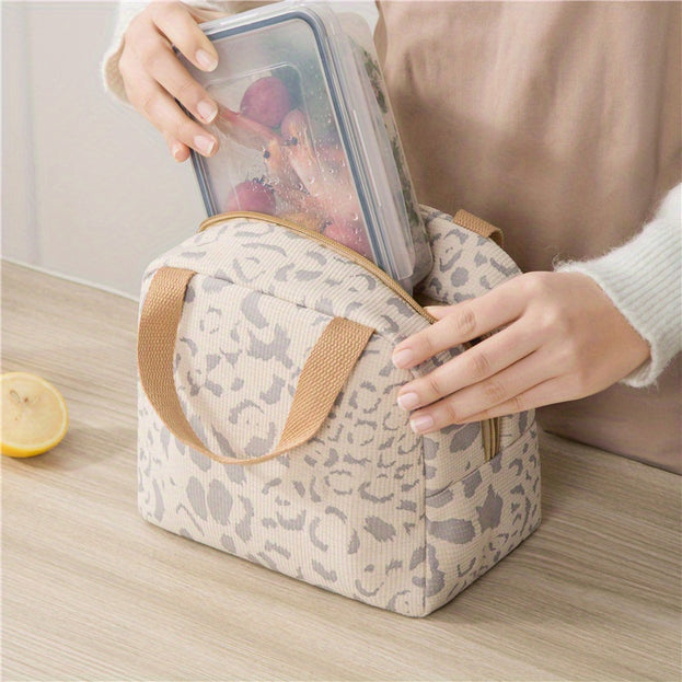 Ink Patterned Portable Lunch Bag Ideal for School Picnics and Work