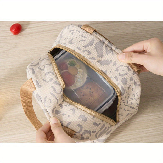 Ink Patterned Portable Lunch Bag Ideal for School Picnics and Work