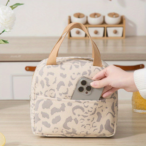 Ink Patterned Portable Lunch Bag Ideal for School Picnics and Work