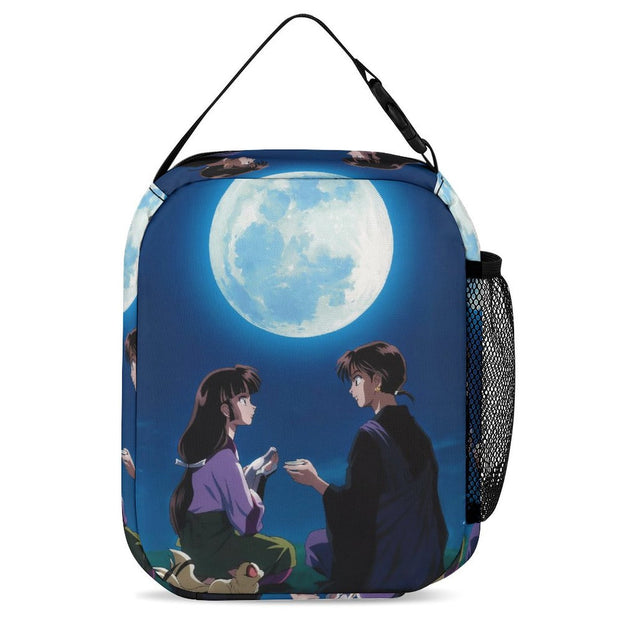 Inuyasha Print Backpack Miroku and Sango Anime School Bag for Kids, Large Capacity Double Shoulder Bag