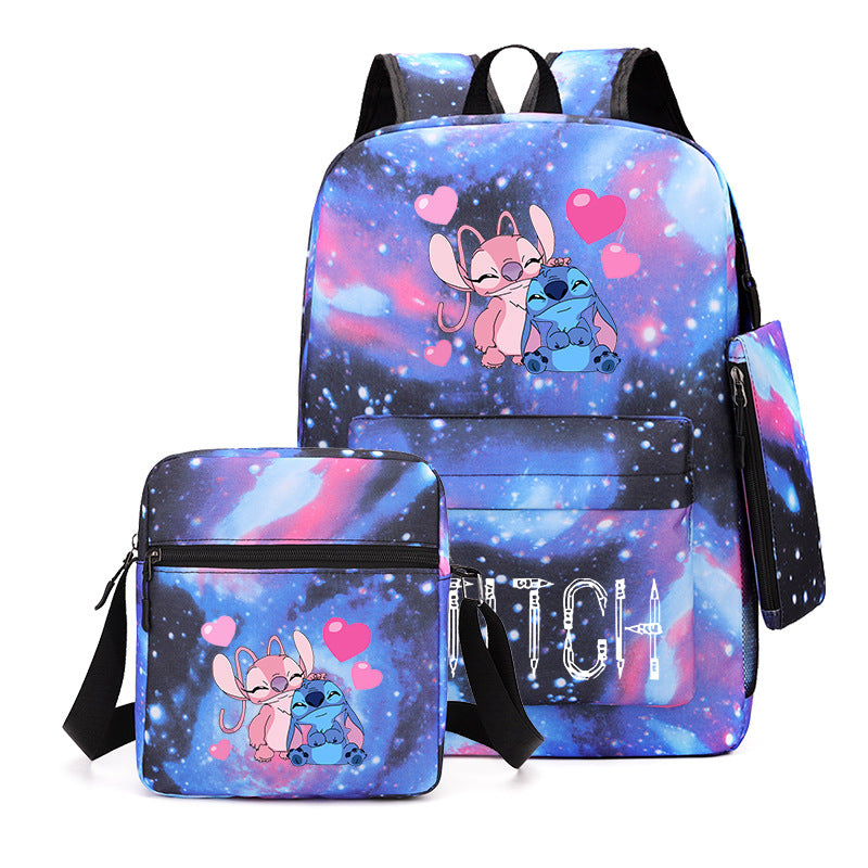 Stitch School Backpack Cute and Durable Double Shoulder Bag for Boys and Girls