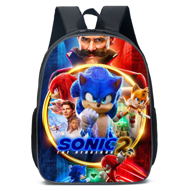 Sonic the Hedgehog School Backpack for Kids 16 Inch Unisex Double Shoulder Bag for Boys and Girls