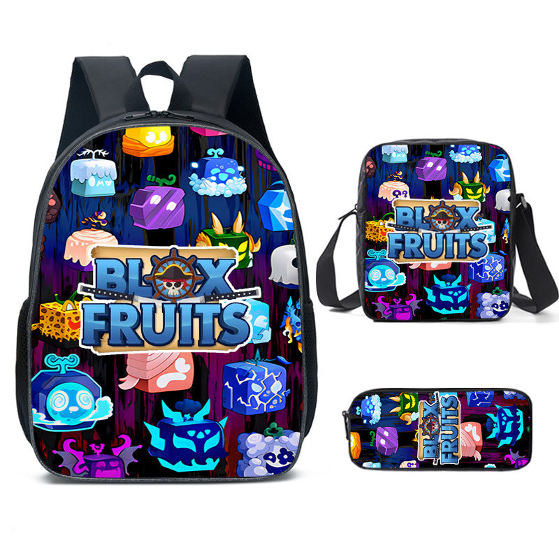 Cartoon Blox Fruits Backpack Multi Pocket Laptop Bag for School Travel and Gaming