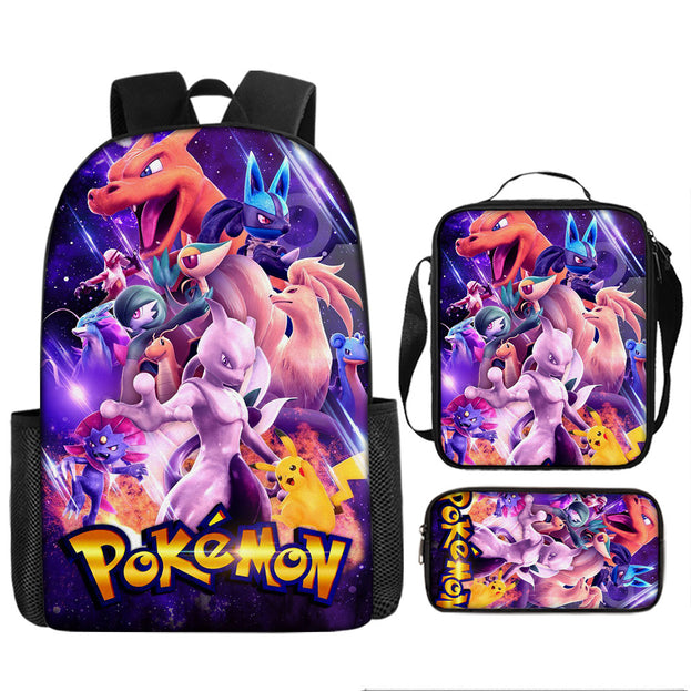 Pokemon Pikachu School Backpack with Pencil Case Large Capacity Cartoon Gaming Bag for Kids