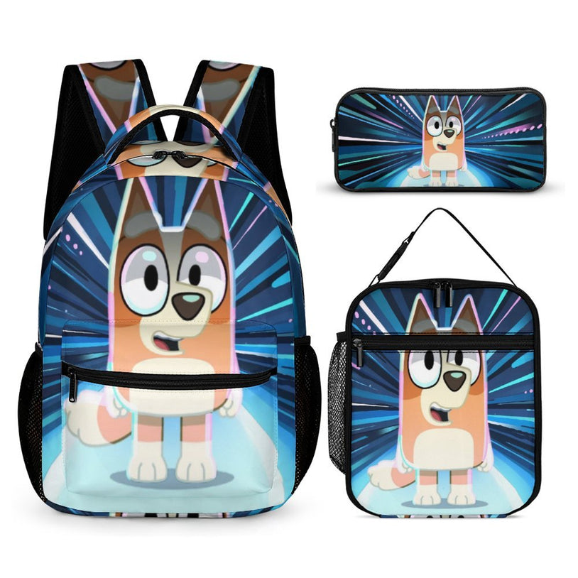 Bluey Anime Print Backpack Durable Double Shoulder School Bag for Kids