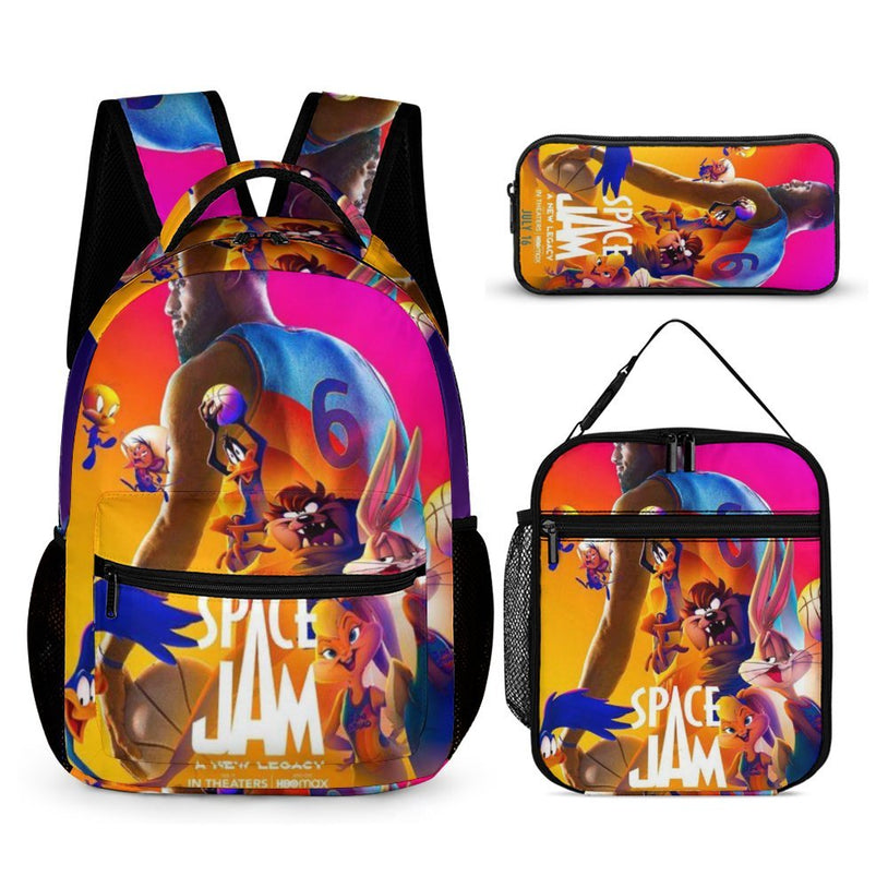 Space Jam-Themed Backpack High-Quality Anime School Bag for Students