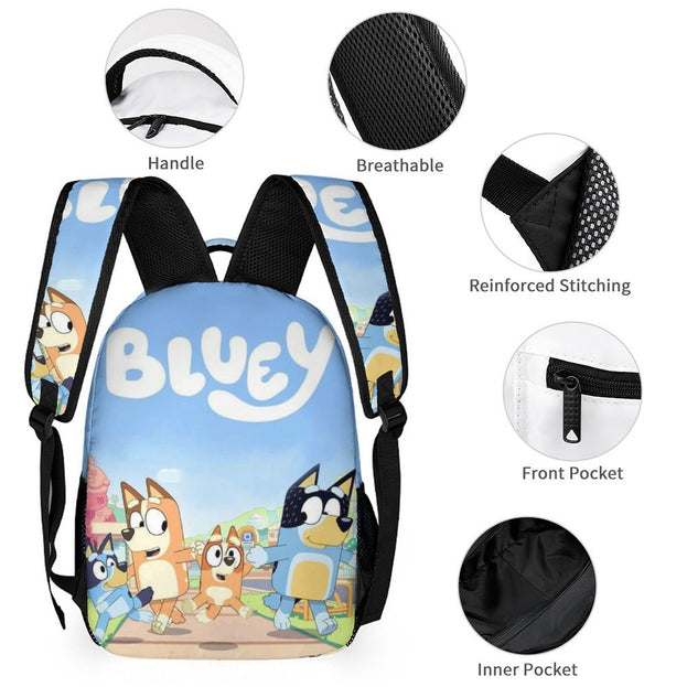 Bluey Themed Double Shoulder Backpack Fun Anime School Bag for Kids