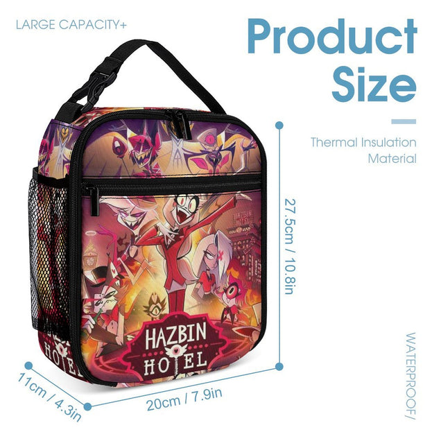 Hazbin Hotel Backpack Set Waterproof School Bag Lunchbox Laptop Bag Creative Gift for Kids in Elementary and Middle School