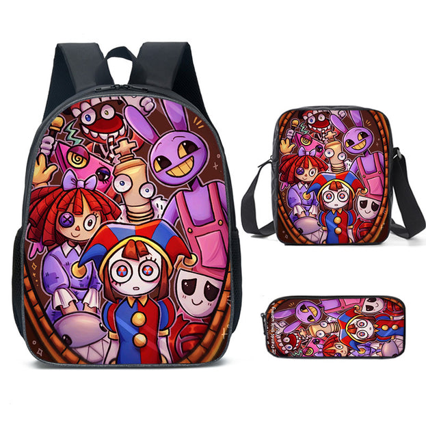 Cute Circus 3 Piece Backpack Set for Kids 16 Inch Backpack Pencil Case and Lunch Bag Cartoon Design for Boys and Girls Ideal for Travel and Everyday Use