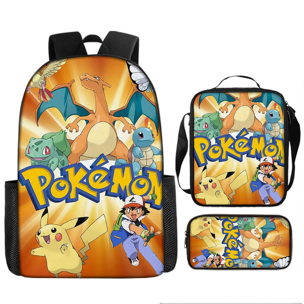 Pokemon Pikachu School Backpack with Pencil Case Large Capacity Cartoon Gaming Bag for Kids