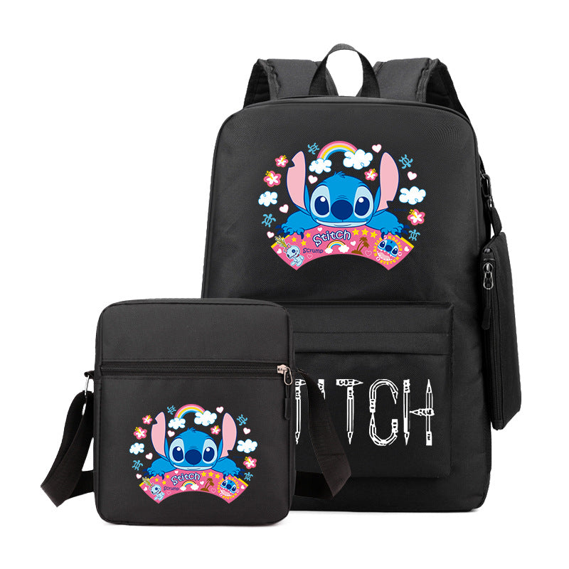 Stitch School Backpack Cute and Durable Double Shoulder Bag for Boys and Girls