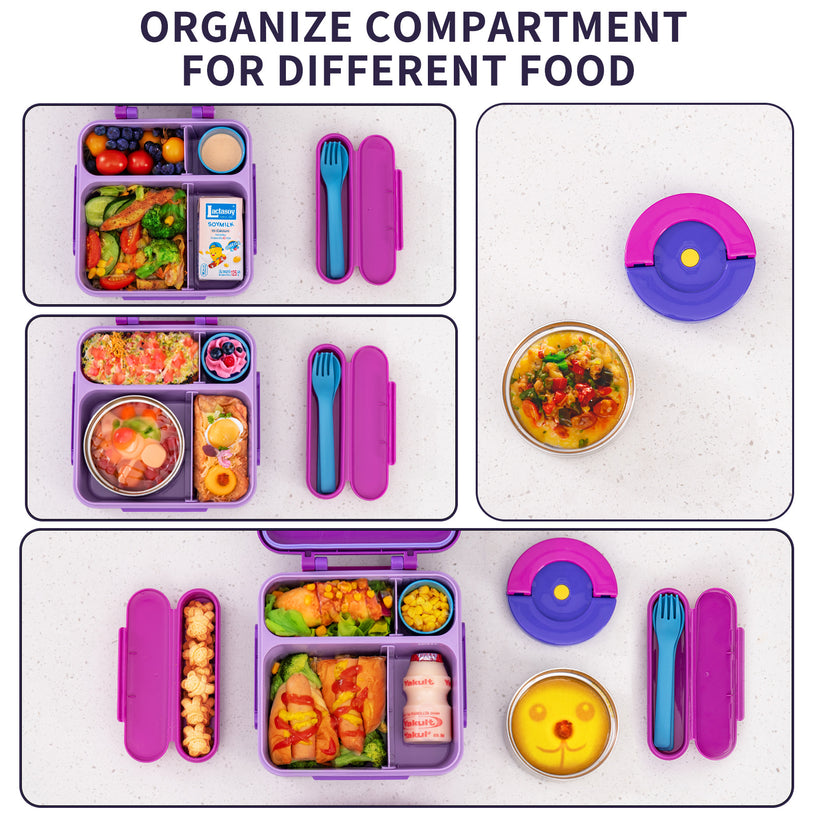 Kids Lunch Box Food-Grade Plastic Bento Box for Students and Office Workers