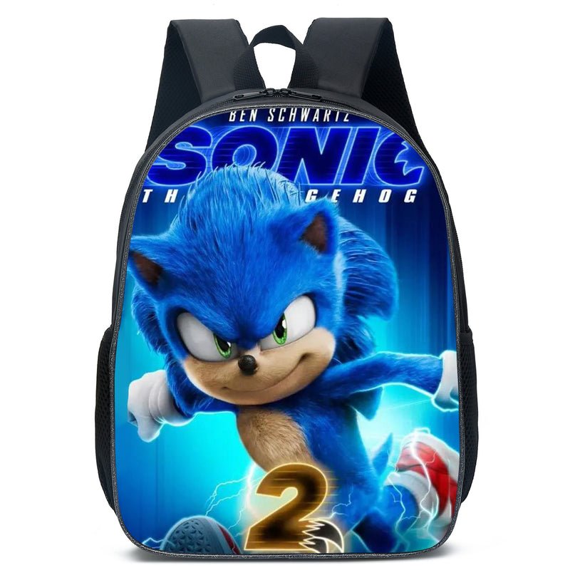 Sonic the Hedgehog School Backpack for Kids 16 Inch Unisex Double Shoulder Bag for Boys and Girls