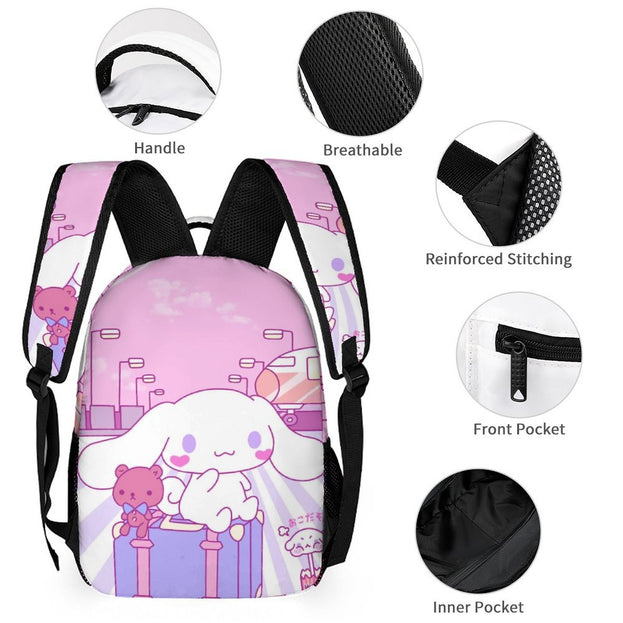 Cinnamoroll Preschool Backpack Adjustable Shoulder Straps Padded Back Lightweight Travel Bag for Boys and Girls