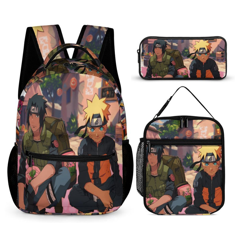 Sasuke Naruto Print Backpack High Quality Anime School Bag for Children Ideal for Middle and Elementary School