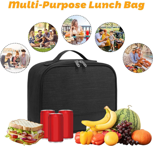 School Lunch Box Insulated Reusable Lunch Bag for Men Women and Adults