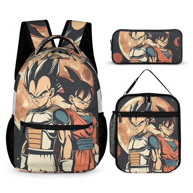 Dragon Ball Goku and Vegeta Anime Backpack Large Capacity Double Shoulder Bag for Middle School Students