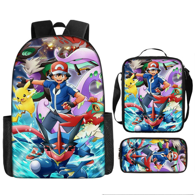 Pokemon Pikachu School Backpack with Pencil Case Large Capacity Cartoon Gaming Bag for Kids