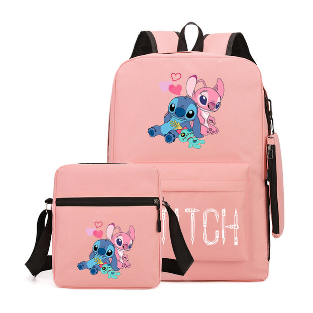 Stitch School Backpack Cute and Durable Double Shoulder Bag for Boys and Girls