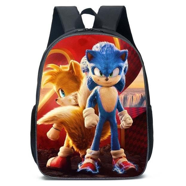 Sonic the Hedgehog School Backpack for Kids 16 Inch Unisex Double Shoulder Bag for Boys and Girls