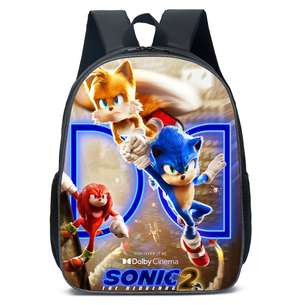 Sonic the Hedgehog School Backpack for Kids 16 Inch Unisex Double Shoulder Bag for Boys and Girls