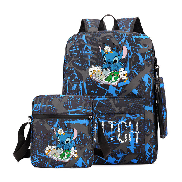 Stitch School Backpack Cute and Durable Double Shoulder Bag for Boys and Girls