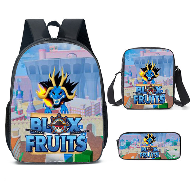 Cartoon Blox Fruits Backpack Multi Pocket Laptop Bag for School Travel and Gaming