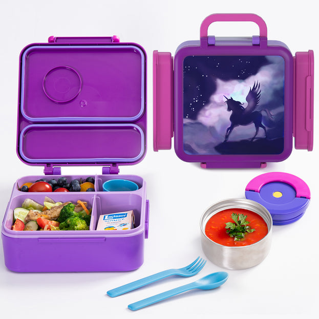 Kids Lunch Box Food-Grade Plastic Bento Box for Students and Office Workers