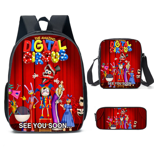 Cute Circus 3 Piece Backpack Set for Kids 16 Inch Backpack Pencil Case and Lunch Bag Cartoon Design for Boys and Girls Ideal for Travel and Everyday Use