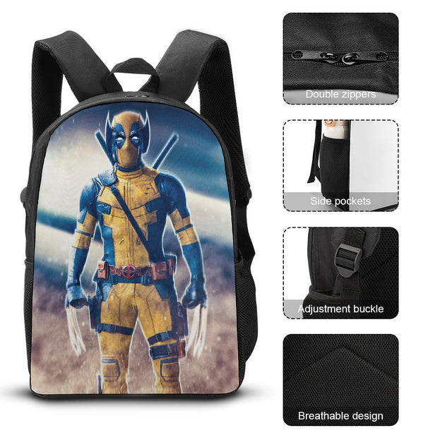 17 Inch Deadpool and Wolverine Backpack Durable School Bag for Teens