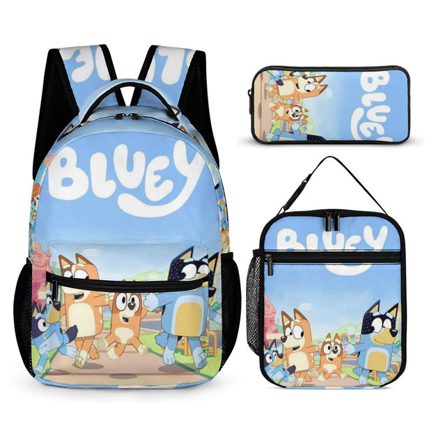 Bluey Themed Double Shoulder Backpack Fun Anime School Bag for Kids